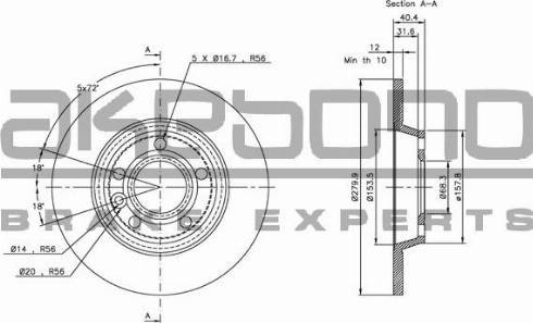 Akebono BN-0050 - Тормозной диск avtokuzovplus.com.ua