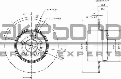 Akebono BN-0052 - Гальмівний диск autocars.com.ua