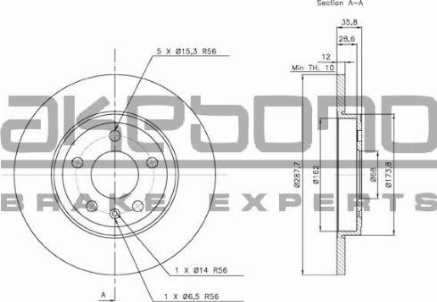 Akebono BN-0065 - Гальмівний диск autocars.com.ua