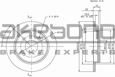 Akebono BN-0071E - Тормозной диск avtokuzovplus.com.ua