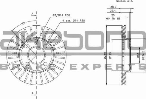 Akebono BN-0083 - Гальмівний диск autocars.com.ua