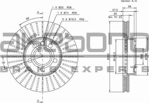 Akebono BN-0084 - Тормозной диск avtokuzovplus.com.ua