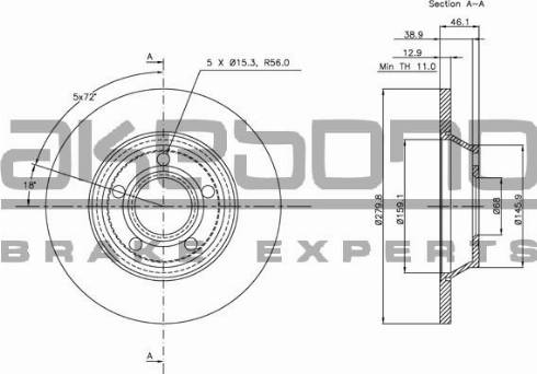 Akebono BN-0087 - Гальмівний диск autocars.com.ua