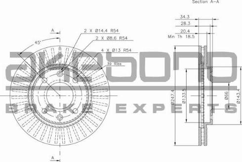 Akebono BN-0097E - Гальмівний диск autocars.com.ua