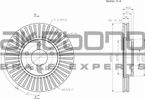 Akebono BN-0100 - Гальмівний диск autocars.com.ua