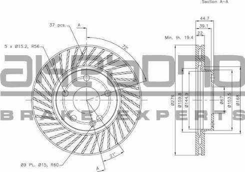 Akebono BN-0103E - Гальмівний диск autocars.com.ua