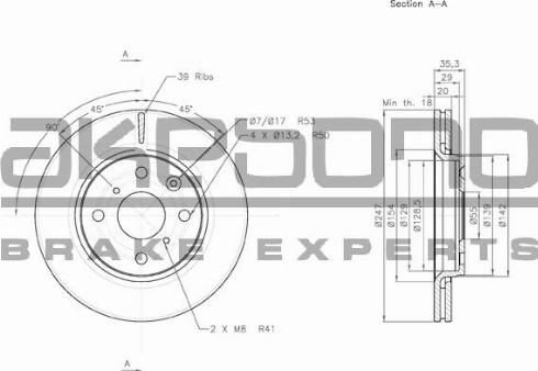 Akebono BN-0108 - Тормозной диск avtokuzovplus.com.ua