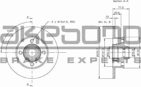 Akebono BN-0119 - Тормозной диск avtokuzovplus.com.ua