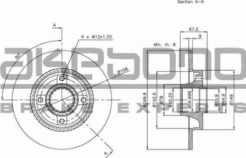 Akebono BN-0120E - Гальмівний диск autocars.com.ua