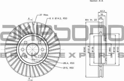 Akebono BN-0122 - Гальмівний диск autocars.com.ua