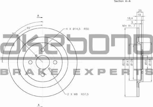 Akebono BN-0134 - Гальмівний диск autocars.com.ua