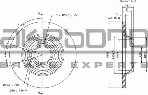 Akebono BN-0137E - Гальмівний диск autocars.com.ua