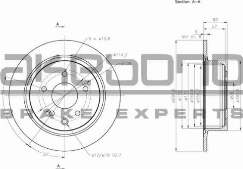 Akebono BN-0156 - Тормозной диск avtokuzovplus.com.ua