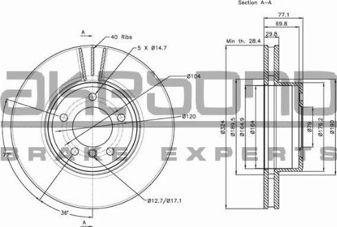 Akebono BN-0159 - Гальмівний диск autocars.com.ua