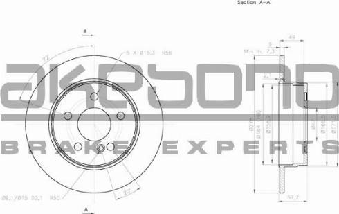 Akebono BN-0165E - Гальмівний диск autocars.com.ua