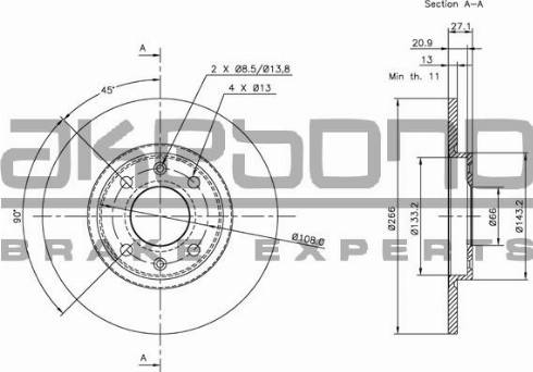 Akebono BN-0171 - Гальмівний диск autocars.com.ua