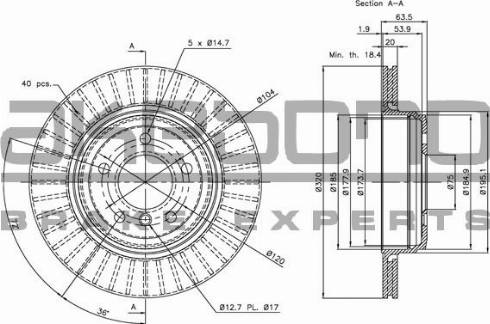 Akebono BN-0182 - Тормозной диск avtokuzovplus.com.ua