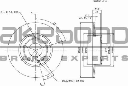 Akebono BN-0190 - Тормозной диск avtokuzovplus.com.ua