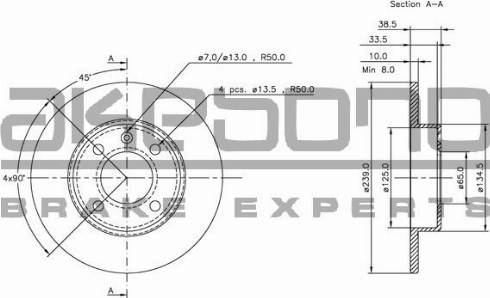 Akebono BN-0202E - Тормозной диск avtokuzovplus.com.ua