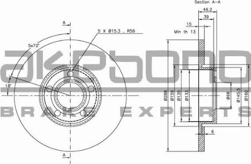 Akebono BN-0208 - Тормозной диск avtokuzovplus.com.ua