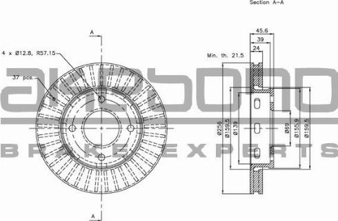 Akebono BN-0212 - Тормозной диск avtokuzovplus.com.ua