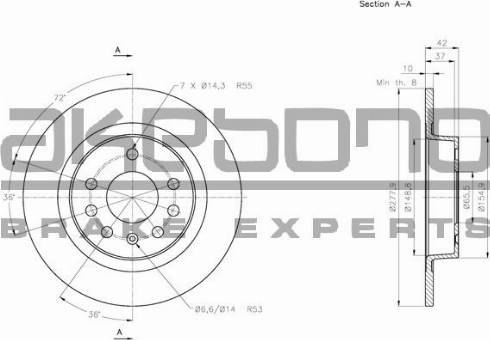 Akebono BN-0213 - Гальмівний диск autocars.com.ua