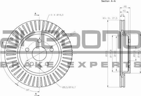 Akebono BN-0216 - Гальмівний диск autocars.com.ua