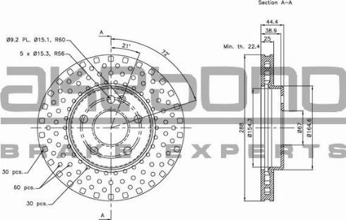 Akebono BN-0224 - Тормозной диск avtokuzovplus.com.ua