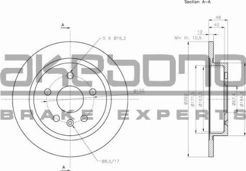 Akebono BN-0225 - Тормозной диск avtokuzovplus.com.ua