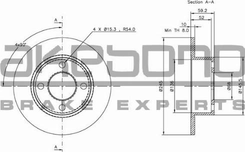 Akebono BN-0229E - Гальмівний диск autocars.com.ua