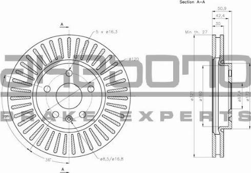 Akebono BN-0236 - Тормозной диск avtokuzovplus.com.ua