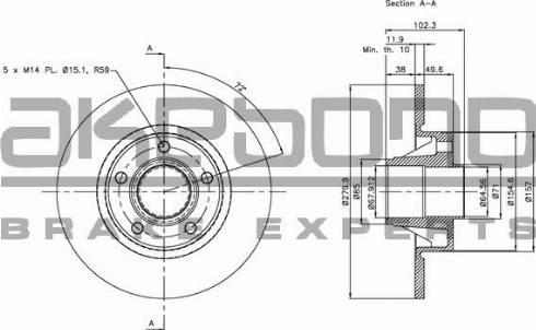 Akebono BN-0254 - Тормозной диск avtokuzovplus.com.ua