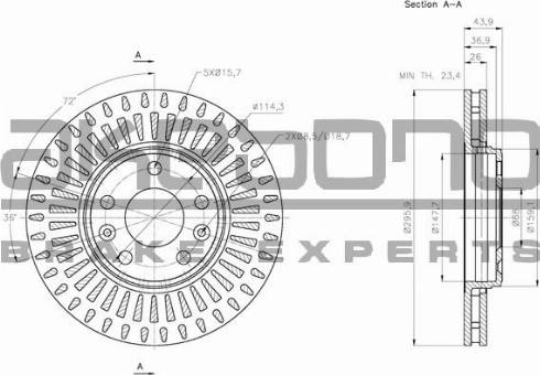 Akebono BN-0271 - Гальмівний диск autocars.com.ua