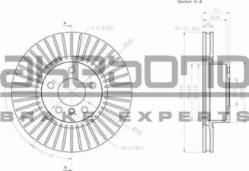 Akebono BN-0280 - Гальмівний диск autocars.com.ua