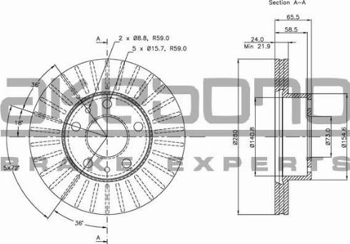 Akebono BN-0282 - Тормозной диск avtokuzovplus.com.ua