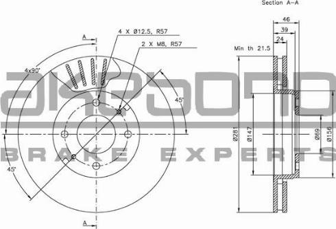 Akebono BN-0284E - Тормозной диск avtokuzovplus.com.ua