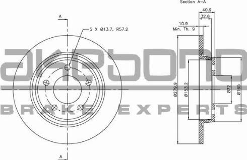 Akebono BN-0286 - Гальмівний диск autocars.com.ua