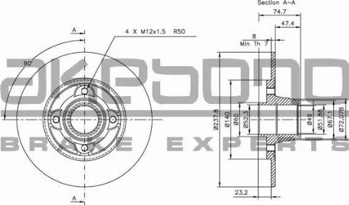 Akebono BN-0289E - Тормозной диск avtokuzovplus.com.ua