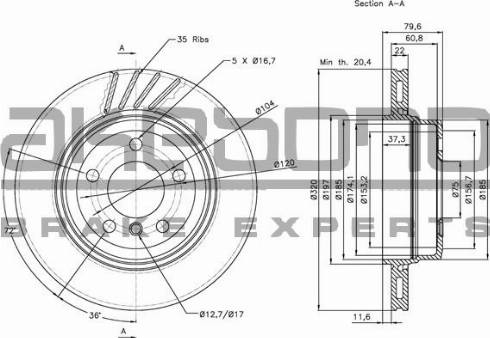 Akebono BN-0306 - Тормозной диск avtokuzovplus.com.ua