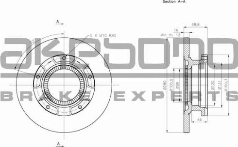 Akebono BN-0309 - Тормозной диск avtokuzovplus.com.ua