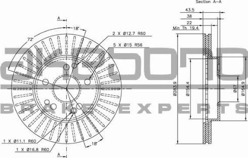 Akebono BN-0310 - Тормозной диск avtokuzovplus.com.ua