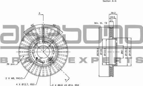 Akebono BN-0311E - Тормозной диск avtokuzovplus.com.ua