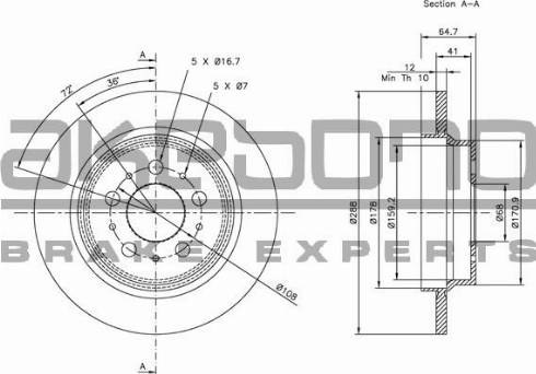 Akebono BN-0312E - Тормозной диск avtokuzovplus.com.ua