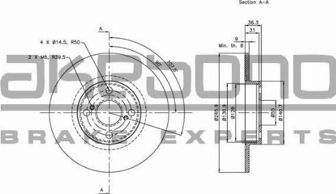 Akebono BN-0315E - Тормозной диск avtokuzovplus.com.ua