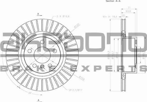 Akebono BN-0333 - Гальмівний диск autocars.com.ua