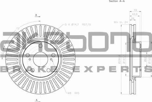 Akebono BN-0339 - Тормозной диск avtokuzovplus.com.ua