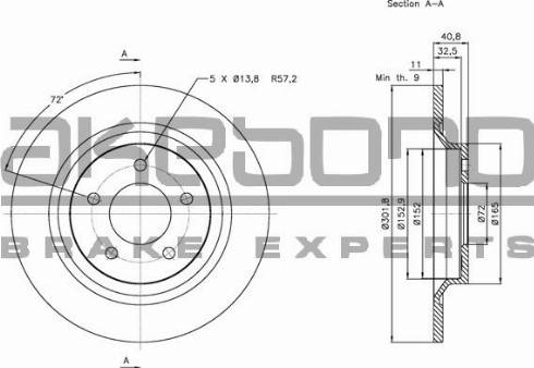 Akebono BN-0352 - Гальмівний диск autocars.com.ua