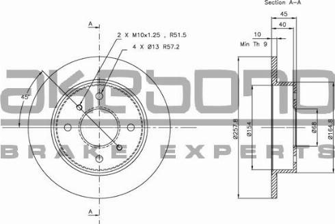 Akebono BN-0354 - Тормозной диск avtokuzovplus.com.ua