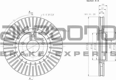 Akebono BN-0367 - Гальмівний диск autocars.com.ua