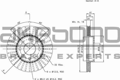 Akebono BN-0373 - Гальмівний диск autocars.com.ua